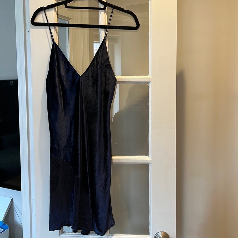 Navy velvet fleur du mal dress